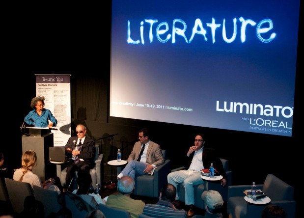 John Asfour and other award-winning poets discussing the art of translation at Luminato, an evening of onstage readings John Asfour and other award-winning poets discussing the art of translation at Luminato, an evening of onstage readings